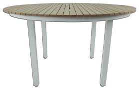 White round glass outdoor patio dining table. Riviera Outdoor Round Dining Table White Contemporary Outdoor Dining Tables By Patio Heaven Houzz