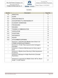 Mobile crane safety hazards + standard precautions to take. Mobile Crane Safety Procedure Tata Power Nbsp Mobile Crane Safety Procedure Document Ref No Date Of Issue 01 01 2016 Mobile Crane Safety Procedure Rev No Reason For Revision