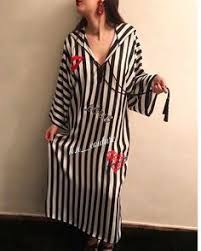 آخر صيحات موضة جلابة مخططة 2019 Caftan Gallery Moroccan Clothing Moroccan Fashion Muslim Fashion