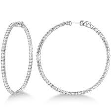 Black And White Diamond Hoop Earrings X Large Round Diamond Hoop Earrings 14k White Gold 5 15ct Big Hoop Earrings Big Gold Hoop Earrings Round Diamond Earrings