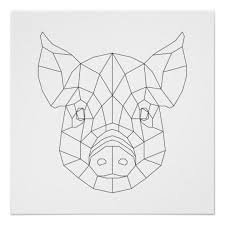 Black And White Geometric Animal Drawings Pig Head Geometric Black White Modern Art Print Zazzle Com In 2020 Geometric Art Animal Geometric Animals Modern Art Prints