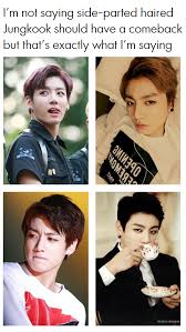 One Of The Best Things In The World Is Jungkook With Side Parted Hair Jungkook Side Part Hairstyles Bts