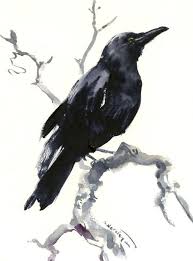 Black And White Raven Drawing Raven Artwork Original Watercolor Art Raven Painting Ravens Black And White Crow Tribal Art M Raven Artwork Original Watercolor Art Minimalist Watercolor