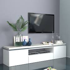 Meuble Tv Blanc Laque Brillant Et Effet Beton Nemesis 2 Meuble Blanc Et Bois Meuble Tv Blanc Laque Meuble Blanc
