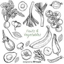 Telechargez Fruits Et Legumes Dessines A La Main Gratuitement Dessin Fruits Dessin Legumes Dessin