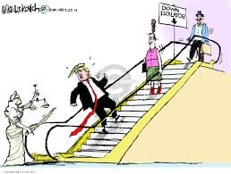 Airline passengers characters stand on escalator. The Escalator Comics And Cartoons The Cartoonist Group