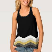 Black And White Tank Top Black White And Gold Geometric Tank Top Zazzle Com In 2020 Tank Tops Tops Tank Tops Women