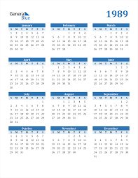 Leap years are used to match the calendar. 1989 Calendar Pdf Word Excel