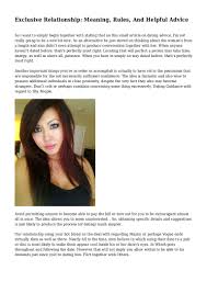 Some can start being exclusive early on while others can take a. Exclusive Relationship Meaning Rules And Helpful Advice