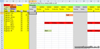 Multiple views of staff absences. 2012 Staff Holiday Planning Spreadsheet