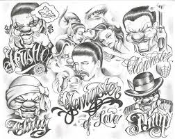 Taking the traditional black on a white tattoo, and changing it up to white on black, an inverted design is the reverse of the standard image. Orasnap Cartoon Gangsta Tattoo Drawings