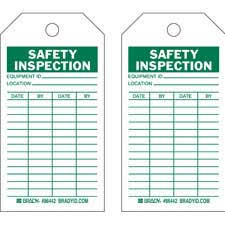 Grasp the webbing with your hands and bend the webbing, checking every harness must have a legible tag identifying the harness, model, and date of manufacture safety harness inspection: Brady Part 86442 Safety Inspection Tags Bradycanada Ca