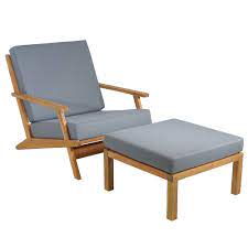 Hartman Madrid Acacia Wood Outdoor Lounge Chair Footstool Set Reviews Temple Webster