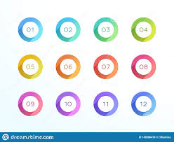 Number Bullet Point Circle Flat Shadow Icon Vector 12 Set