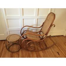 1960s Thonet Style Boho Chic Bentwood Cane Rocking Chair And Footstool 2 Pieces Chairish Comfy Rocking Chair Rocking Chair Bentwood Rocking Chair