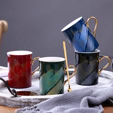 Wholesale Customized Ceramic Mugs Gold Handle Coffee Mug Mugs Modern Teacups Pottery Cups
