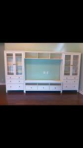 Ikea Hemnes Entertainment Center Painted Furniture Ikea Hemnes Bridge Actually Hangs From The Side Units A Home Ikea Entertainment Center Trendy Living Rooms