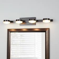 Home Decorators Collection 40 Watt Equivalent 4 Light Oil Rubbed Bronze Integrated Led Vanity Light With Etched Glass 22824 The Home Depot