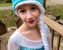 Girl's Elsa Inspired Hat Custom Crochet (0-3 Months, 3-12 Months, 1-4  Years, & Child) Frozen Inspired White Long Braid Ice Queen