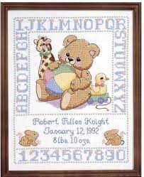 Check spelling or type a new query. Janlynn Bear Birth Sampler Stamped Cross Stitch Kit 135 0004 123stitch