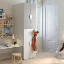 There are also 5 wire baskets inside the wardrobe. Smastad Wardrobe With Pull Out Unit White Gray With Clothing Rod Ikea In 2021 Clothes Rail Ikea Ikea Clothes Rail