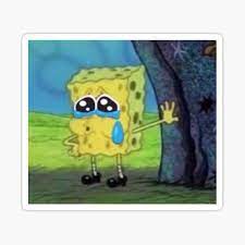 Spongebob Meme Crying Sticker By Wanderingnomads Redbubble