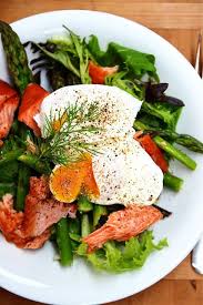 From The Kitchen Salmon Asparagus Salad With Poached Eggs Salmon And Asparagus Food Inspiration Food