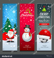 Merry Christmas Santa Claus Snowman And Hat Banners Design Vertical Collections Isolated Background Vector Illu Merry Christmas Santa Merry Christmas Merry