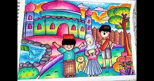 Gambar Masjid Crayon Cara Menggambar Dan Mewarnai Pemandangan Masjid Dengan Gradasi Warna Cara Menggambar Pemandangan Al Di 2020 Gambar Pemandangan Cara Menggambar