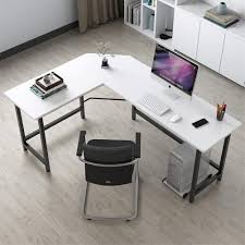 Black And White Study Table Design L Shaped Desk Corner Computer Desk Pc Laptop Study Table Workstation Home Office Wood Metal White Black Le Corner Computer Desk Pc Desk Glass Desk Office