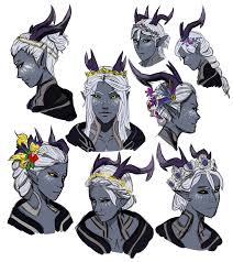 Otter brothers <does anyone notice the horn in the water behind them? Tiefling Man Woman Changeling Grey Skin Yellow Black Eyes White Long Straight Hair Black Horns Dragon Princess Prince Dragon Character Design
