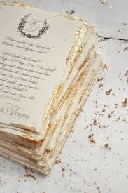 Gold Leaf Romantic Wedding Invitations On Handmade Paper Wedding Invitations Romantic Gold Wedding Invitations Beach Wedding Invitations