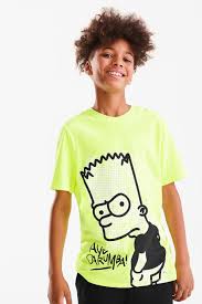 Black And Yellow Cartoon Shirt The Simpsons Short Sleeve T Shirt Shirt Design Inspiration Boys T Shirts Cute Black Kids