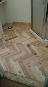 Just Put A Pallet Wood Floor In My Bathroom Wood Pallets Wood Bathroom Container House