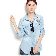 Buy Women Blusas Cotton Jeans Shirt Camisa Feminina Long Sleeve Camisa Denim Shirt Dark Light Blue Buttons Casual Shirt In Cheap Price On Alibaba Com