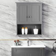 At the bottom, the industrial pipe bar gives a space to hang your hand towel too. Bathroom Wood Hanging Cabinet White Zeny Wall Mounted Bathroom Cabinet With Doors Wall Cabinets Over The Toilet Kitchen Bath Fixtures Bathroom Fixtures Ekoios Vn