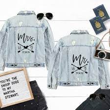 Mr And Mrs Decals Bride Groom Jackets Bride Groom Denim Jackets Forever Yours Decal Wedding Iron Diy Denim Jacket Groom In Jeans Jackets