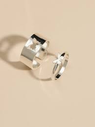 Gift for him her matching couple ring engagement mens womens gold edge. His And Her Promise Silver Matching Butterfly Couple 2pcs Ring Sku997999 7 99 Dresskiss Com