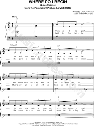 Sheet music title:where do i begin (love theme). Andy Williams Love Story Where Do I Begin Sheet Music Easy Piano In A Minor Transposable Download Print Sku Mn0066953