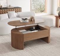 Table basse ovale en noyer moderne du milieu du siècle avec plateau  relevable de 1200 mm