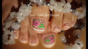 Art lalic 50 sheets nail stickers mixed designs water transfer nail art sticker watermark flower decals. Toes Art Design French Pedicure Beautiful Flower Spring Summer Live Tutorial Youtube