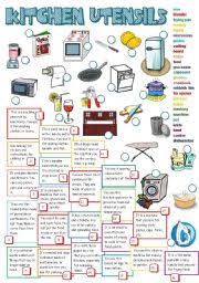 Kitchen tools and equipment and their uses with pictures pdf. Kitchen And Cooking Utensils Esl Worksheet By Maiagarri