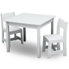 Delta Children Mysize 3 Piece Table And Chairs Set White Kids Table Table And Chair Sets Kids Wood
