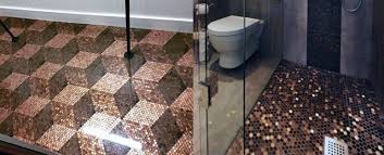 Vogue tile unglazed white penny round porcelain mosaic (box of 10 pcs), floor and wall tile, bathroom tile. Top 60 Best Penny Floor Design Ideas Copper Coin Flooring