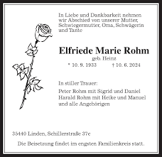Traueranzeigen von Elfriede Marie Rohm
