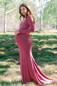 Pinkblush Mauve Long Sleeve Photoshoot Maternity Gown Dress Maternity Dresses For Photoshoot Maternity Dresses Summer Maternity Long Dress