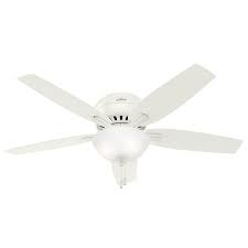The hunter low profile ceiling fan will let you forget about the headroom requirements and focus on design and ambience for your guests. Hunter Newsome Led 52 In Fresh White Led Flush Mount Ceiling Fan With Light 5 Blade In The Ceiling Fans Department At Lowes Com