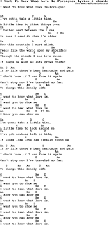 Love Song Lyrics For I Want To Know What Love Is Foreigner