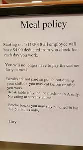 By taking a lunch break, we can think outside the box. This Restaurant Manager Is Firing People For Refusing To Pay For Meals They Don T Even Eat And It S Infuriating Bored Panda