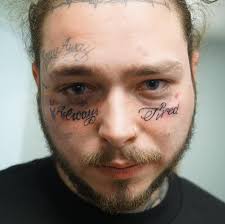 Post malone temporary tattoos complete set post malone face tattoos post malone neck tattoos post malone hand tattoos post malone 2020 easytatt. Post Malone Debuts Always Tired Face Tattoo Celebrity Tattoos Post Malone Face Tattoo